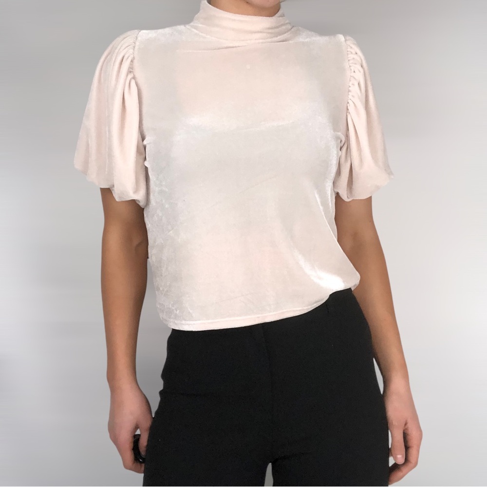 Free People Claudia‎ Velvet Puff Sleeve Tee